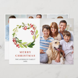 4枚の写真 ホリーベリーのリース クリスマスの挨拶 シーズンカード