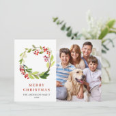 4枚の写真 ホリーベリーのリース クリスマスの挨拶 シーズンカード (スタンド正面)