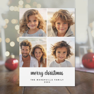 4枚の写真 ミニマル メリークリスマス ブラック ホワイト シーズンカード