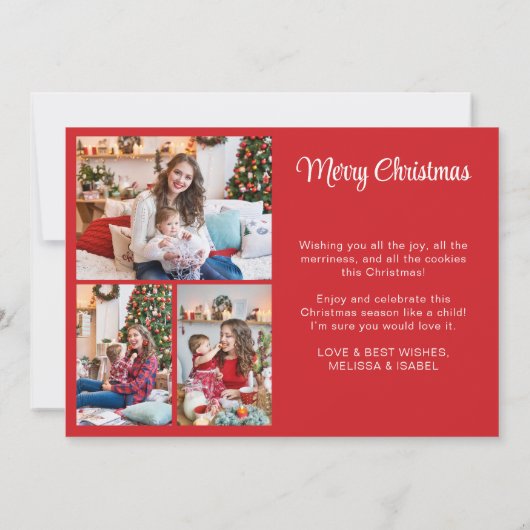 4枚の写真 メリークリスマス 赤い家族 シーズンカード (裏面)