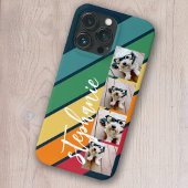 4枚の写真 レトロなストライプ柄 虹色のモノグラム Case-Mate iPhoneケース
