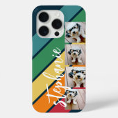 4枚の写真 レトロなストライプ柄 虹色のモノグラム Case-Mate iPhoneケース (裏面)