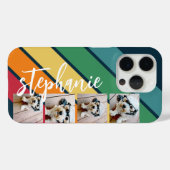 4枚の写真 レトロなストライプ柄 虹色のモノグラム Case-Mate iPhoneケース (裏面 (横))