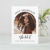 4枚の写真(両面)スクリプトの卒業引用文アーチ 招待状 (スタンド正面)