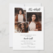 4枚の写真(両面)スクリプトの卒業引用文アーチ 招待状 (裏面)