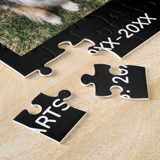 4枚の写真、名前、デートを持つペット記念館。ジグ ジグソーパズル (側面)