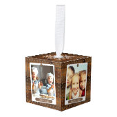 4枚の写真 |木素朴材の爪、 ネイルヘッドトリム キューブオーナメント (正面アングル)