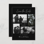 4枚の写真 現代のコラージュ ウェディング セーブザデート (正面/裏面)