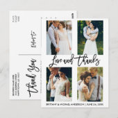 4枚の写真 現代のブラシスクリプト 結婚式 ラブ サンクス ポストカード (正面/裏面)