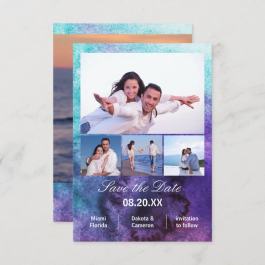 4枚の写真（縦） - 3x絵を描5日の保存 セーブザデート (正面/裏面)