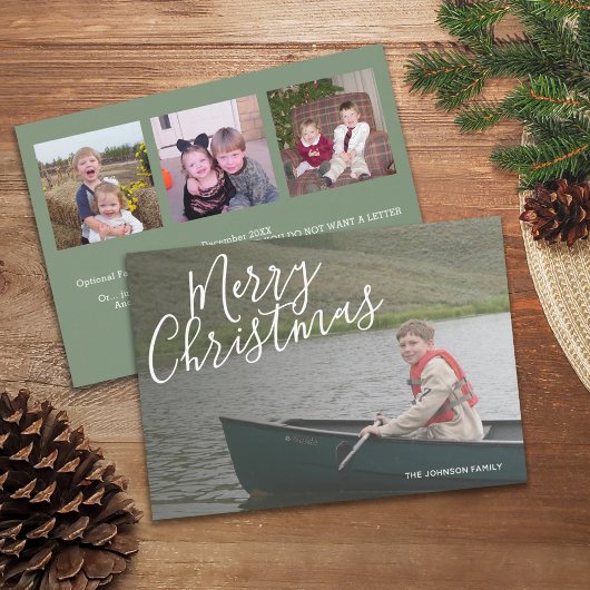 4枚の写真(背面3枚)メリークリスマス書道 シーズンカード