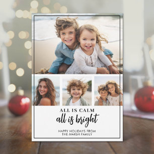 4枚の写真 - 静かな白いクリスマス シーズンカード