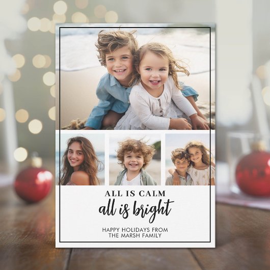 4枚の写真 - 静かな白いクリスマス シーズンカード