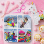 4枚の冬休み写真グリッドコラージュ ペーパープレート (パーティー)