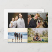 4枚の家族写真コラージュ オーダーメイド ポストカード (正面/裏面)