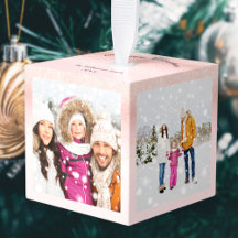 4枚の家族写真 メリークリスマス記念品 ピンク