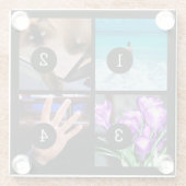 4枚の画像で簡単に自分の写真をコラージュ ガラスコースター (裏面)