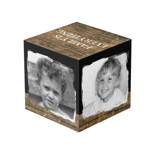 4枚の画像を追加する素朴な茶色の黒い写真 フォトキューブ (裏面アングル)