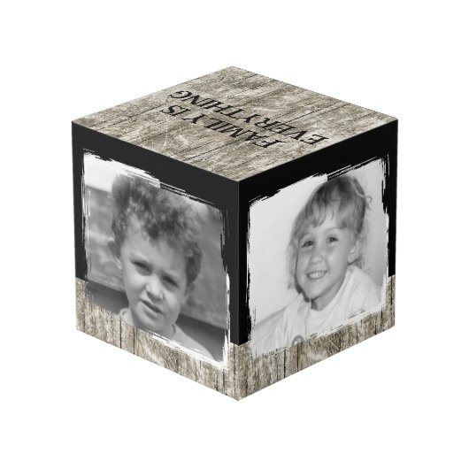 4枚の画像ファミリ素朴なグレーの黒い写真を追加 フォトキューブ (裏面アングル)