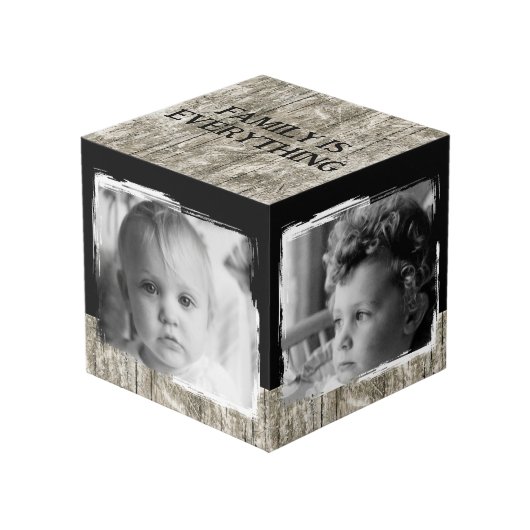 4枚の画像ファミリ素朴なグレーの黒い写真を追加 フォトキューブ (正面アングル)