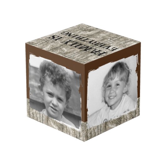 4枚の画像ファミリ素朴な灰色の茶色の写真を追加 フォトキューブ (裏面アングル)