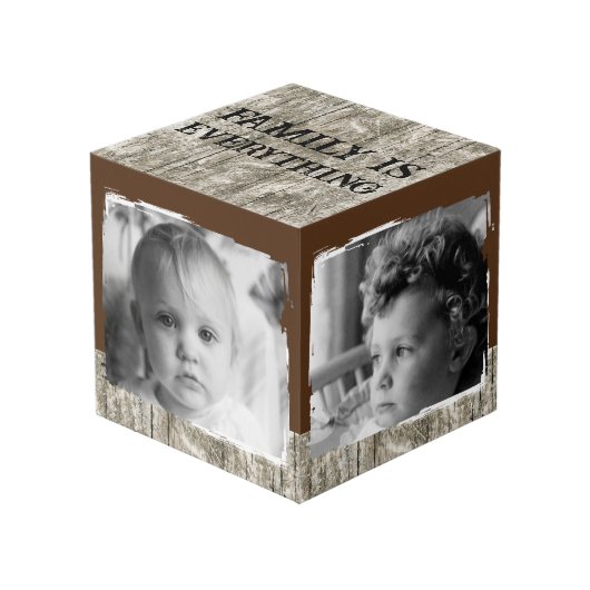 4枚の画像ファミリ素朴な灰色の茶色の写真を追加 フォトキューブ (正面アングル)