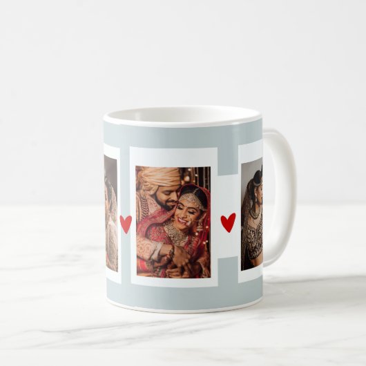 4枚カスタマイズ写真コラージュマグバレンタインデー コーヒーマグカップ (正面右)