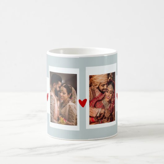 4枚カスタマイズ写真コラージュマグバレンタインデー コーヒーマグカップ (中央)