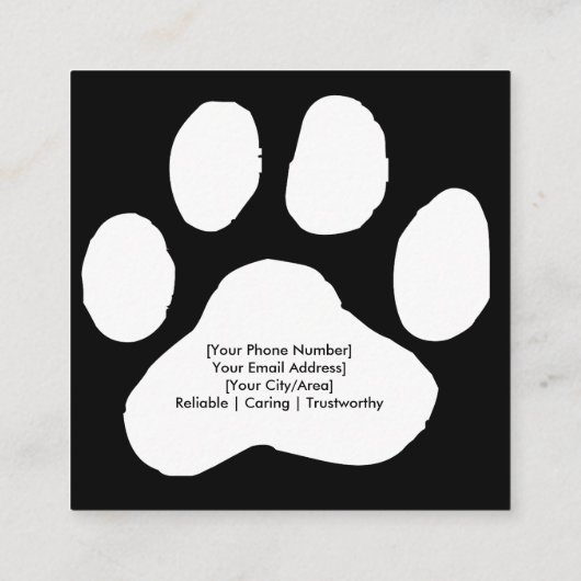 4枚カスタムの写真が入ったペットシッターの名刺 スクエア名刺 (裏面)