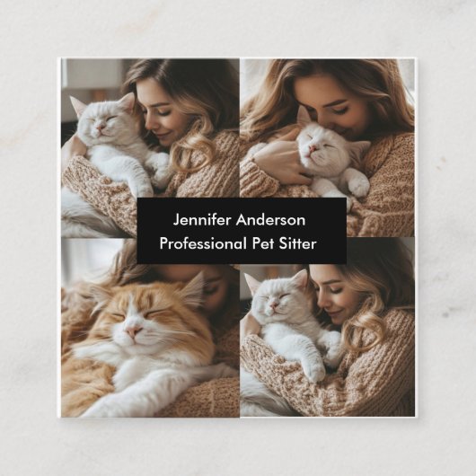 4枚カスタムの写真が入ったペットシッターの名刺 スクエア名刺 (正面)