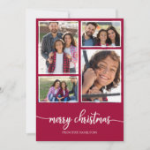 4枚コラージュかわいいスクリプトメリークリスマス 招待状 (正面)