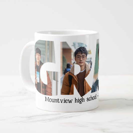 4枚コラージュGRADカスタム写真 ジャンボコーヒーマグカップ (正面左)