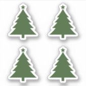 4枚セットの輝くクリスマスツリーステッカー シール (正面)