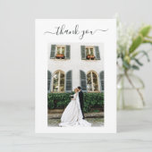 4枚パーソナライズされたの写真結婚がスクリプトカードに感謝 招待状 (スタンド正面)