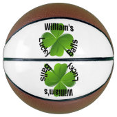 4枚パーソナライズされたの葉のクローバーラッキー バスケットボール (正面)