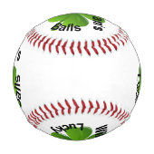 4枚パーソナライズされたの葉のクローバーラッキー 野球ボール (正面)