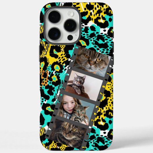4枚フォトコラージュヒョウ柄スマホケース Case-Mate iPhoneケース (裏面)