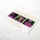 4枚モダンのフォトフォイル卒業発表（白） 箔招待状 (回転した状態)