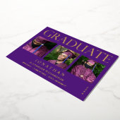 4枚モダンのフォトフォイル卒業発表（紫） 箔招待状 (回転した状態)