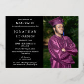 4枚モダンのフォトフォイル卒業発表（黒）  箔招待状 (裏面)