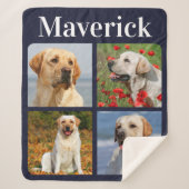 4枚モダンの写真がペットドパーソナライズされたッグ シェルパブランケット (正面)