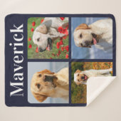 4枚モダンの写真がペットドパーソナライズされたッグ シェルパブランケット (正面(横))