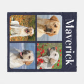 4枚モダンの写真がペットドパーソナライズされたッグ フリースブランケット (正面(横))