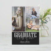 4枚モダンの写真を追加クラス黒卒業 案内状 (スタンド正面)