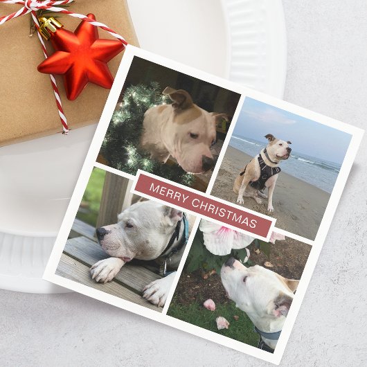 4枚モダンの写真グリッド紙 スタンダードカクテルナプキン