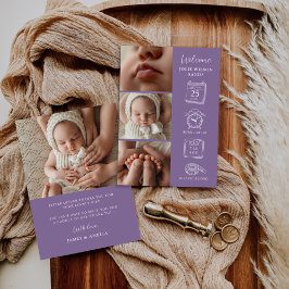 4枚モダンの写真コラージュの生誕通知カード 招待状