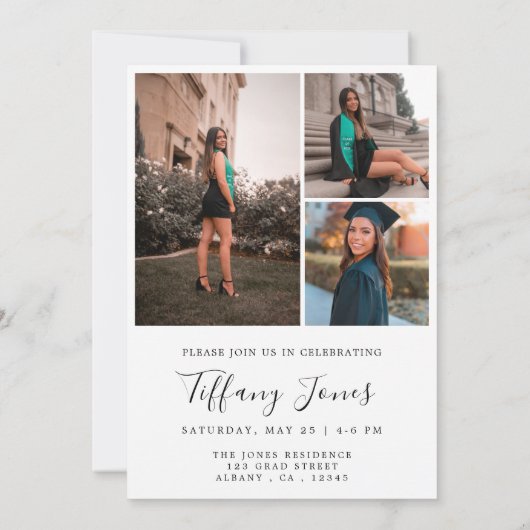 4枚モダンの写真PHD卒業 招待状 (裏面)