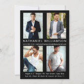 4枚モダンの写真ProモデルアクターCompカード 招待状 (正面)