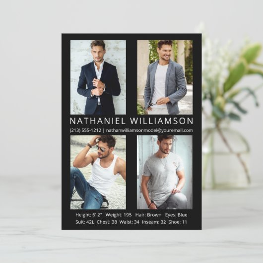 4枚モダンの写真ProモデルアクターCompカード 招待状 (スタンド正面)
