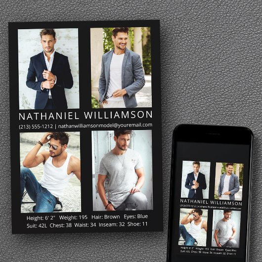 4枚モダンの写真ProモデルアクターCompカード 招待状